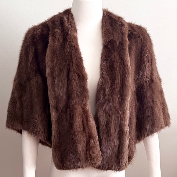 Brown Mink Fur Stole Capelet Vintage 1960's - Picture 1 of 13